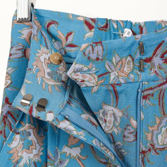 Veronica Beard Blue Pomeline Floral-Print Crepe de Chine Pants - Picture 9 of 12